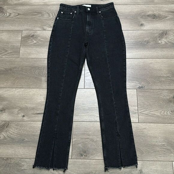 Abercrombie & Fitch The Skinny High Rise Split Raw Hem Black Stretch Jeans 27 - Picture 1 of 12